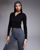 4505 4505 seamless rib long sleeve active polo in black - 1