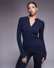 4505 4505 seamless sculpting zip-up long sleeve top in indigo-Navy - 1