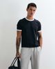 4505 4505 shrunken muscle fit cotton ringer baby tee with quick dry finish in black - 2
