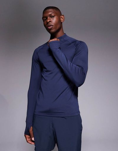 4505 4505 slim fit 1/4 zip base layer long sleeve running top in deep navy
