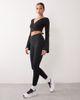4505 4505 soft touch ballet inspired flared sleeves wrap top in black - 2