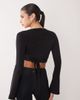 4505 4505 soft touch ballet inspired flared sleeves wrap top in black - 4