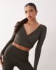 4505 4505 soft touch ballet wrap long sleeve top in mocha-Brown - 1