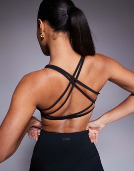 4505 4505 soft touch light support cross back studio bra with removable padding in black