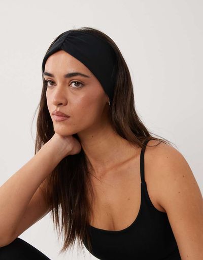 4505 4505 soft touch ruched yoga headband in black