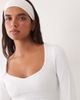 4505 4505 soft touch sweetheart neck long sleeve top in white - 2