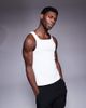 4505 4505 square neck slim fit active rib training tank top in white - 1