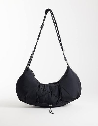 4505 4505 studio oversized woven cross body bag with rope detail in black