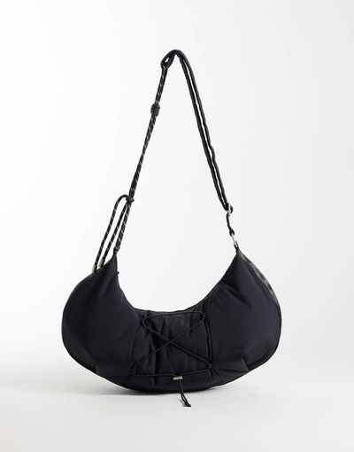 4505 4505 studio woven cross body bag with rope detail in black