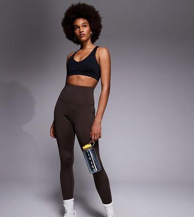 4505 4505 Tall Icon bum sculpt gym leggings with inner pocket in french roast-Brown