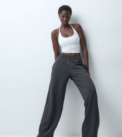 4505 4505 Tall Rest Day 400gsm heavyweight cotton wide leg sweatpants in charcoal-Gray