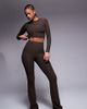 4505 4505 Tall soft touch ribbed slim kick yoga leggings in truffle-Brown - 1