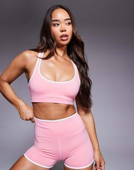 4505 4505 Tennis scoop neck light support sports bra with removable padding in rosy pink