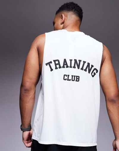4505 4505 Training Club back print mesh tank top in white