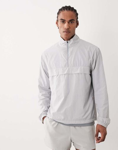 4505 4505 ultra lightweight 1/4 zip running windbreaker with front pocket in vapor gray