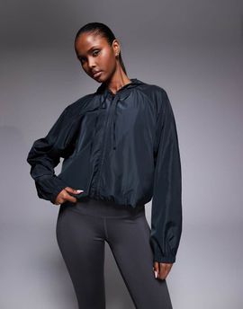 4505 4505 water repellent blouson running jacket with hood and zip pockets in black