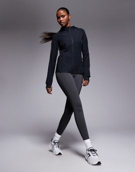 4505 4505 water repellent slim fit running jacket with hood and zip pockets in black
