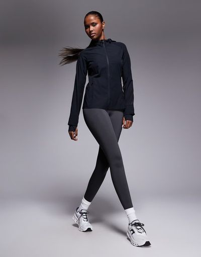 4505 4505 water repellent slim fit running jacket with hood and zip pockets in black