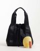 4505 4505 woven adjustable drawstring bucket bag with external pocket in black - 1