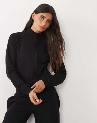 4505 4505 Y2K lightweight studio track jacket with zip pockets in black