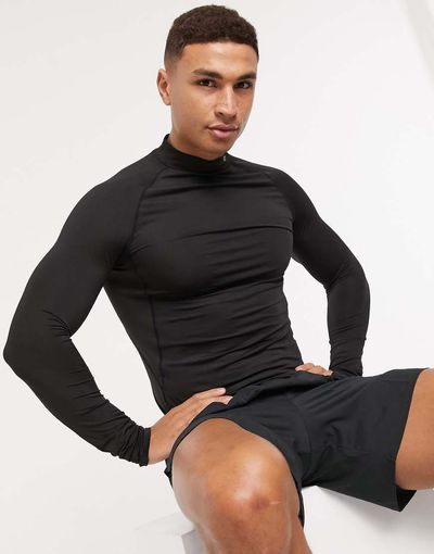 4505 ASOS 4505 icon training base layer long sleeve t-shirt with quick dry in black