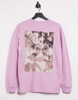 4505 ASOS 4505 unisex oversized long sleeve t-shirt with graphic-Pink