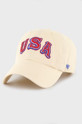 '47 Brand '47 Brand USA Hockey Script Logo Clean Up Hat in Natural, Men's at Urban Outfitters