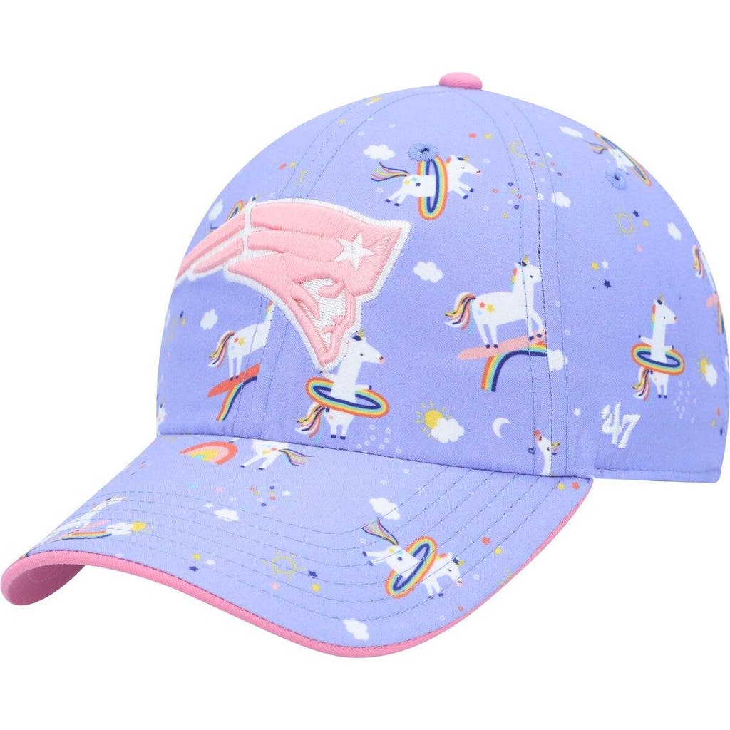 '47 Girls Preschool '47 Purple New England Patriots Unicorn Clean Up Adjustable Hat 