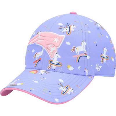 '47 Girls Preschool '47 Purple New England Patriots Unicorn Clean Up Adjustable Hat 
