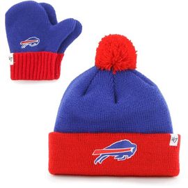 '47 Infant '47 Royal/Red Buffalo Bills Bam Bam Cuffed Knit Hat With Pom and Mittens Set 