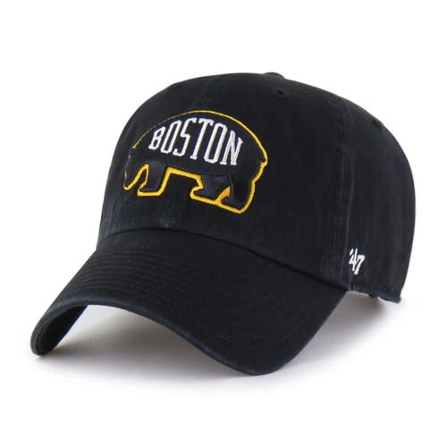 '47 Men's '47  Black Boston Bruins Alternate Logo Clean Up Adjustable Hat 