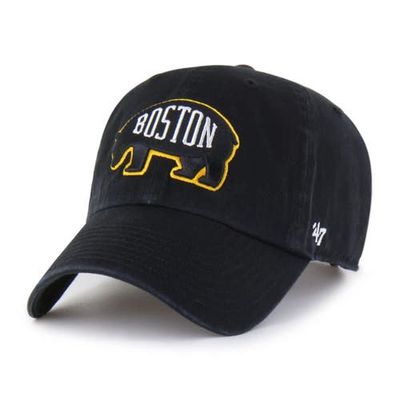 '47 Men's '47  Black Boston Bruins Alternate Logo Clean Up Adjustable Hat 