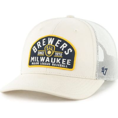 '47 Men's '47  Cream Milwaukee Brewers Leland Adjustable Trucker Hat 