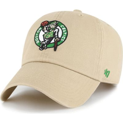 '47 Men's '47  Khaki Boston Celtics Logo Clean Up Adjustable Hat 