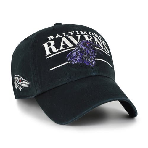 '47 Men's '47 Black Baltimore Ravens Throwback Graphic Clean Up Adjustable Hat 