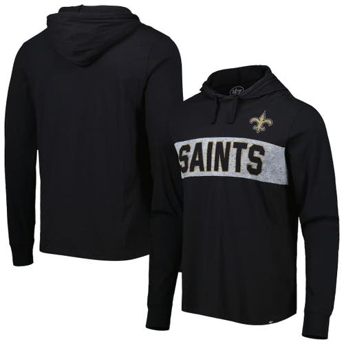'47 Men's '47 Black New Orleans Saints Field Franklin Hooded Long Sleeve T-Shirt 