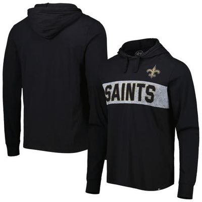 '47 Men's '47 Black New Orleans Saints Field Franklin Hooded Long Sleeve T-Shirt 