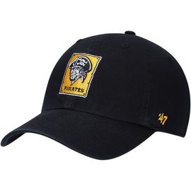 '47 Men's '47 Black Pittsburgh Pirates Logo Cooperstown Collection Clean Up Adjustable Hat 