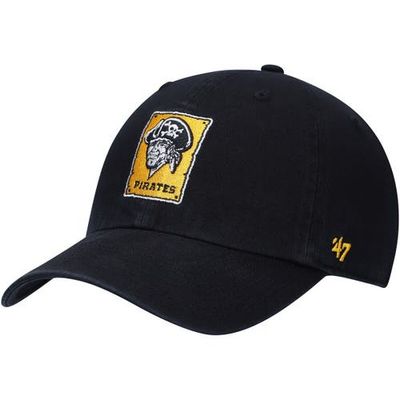 '47 Men's '47 Black Pittsburgh Pirates Logo Cooperstown Collection Clean Up Adjustable Hat 