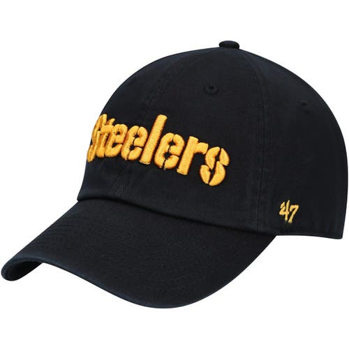 '47 Men's '47 Black Pittsburgh Steelers Clean Up Script Adjustable Hat 