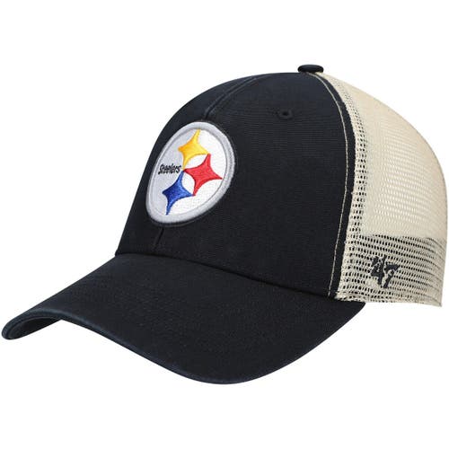 '47 Men's '47 Black Pittsburgh Steelers Flagship MVP Snapback Hat 