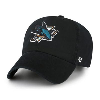 '47 Men's '47 Black San Jose Sharks Logo Clean Up Adjustable Hat 