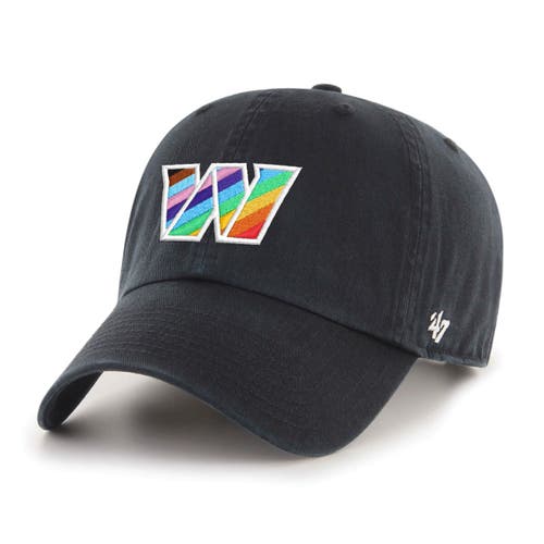 '47 Men's '47 Black Washington Commanders Logo Pride Clean Up Adjustable Hat 