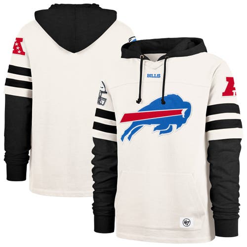'47 Men's '47 Cream Buffalo Bills Split Zone Cornerback Duo Lacer Hoodie 