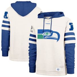 '47 Men's '47 Cream Seattle Seahawks Split Zone Cornerback Duo Lacer Hoodie 