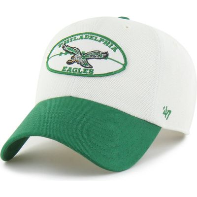 '47 Men's '47 Cream/Kelly Green Philadelphia Eagles Pique Patch Clean Up Adjustable Hat 