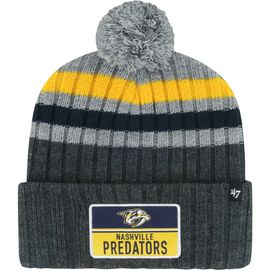 '47 Men's '47 Gray Nashville Predators Stack Patch Cuffed Knit Hat with Pom 