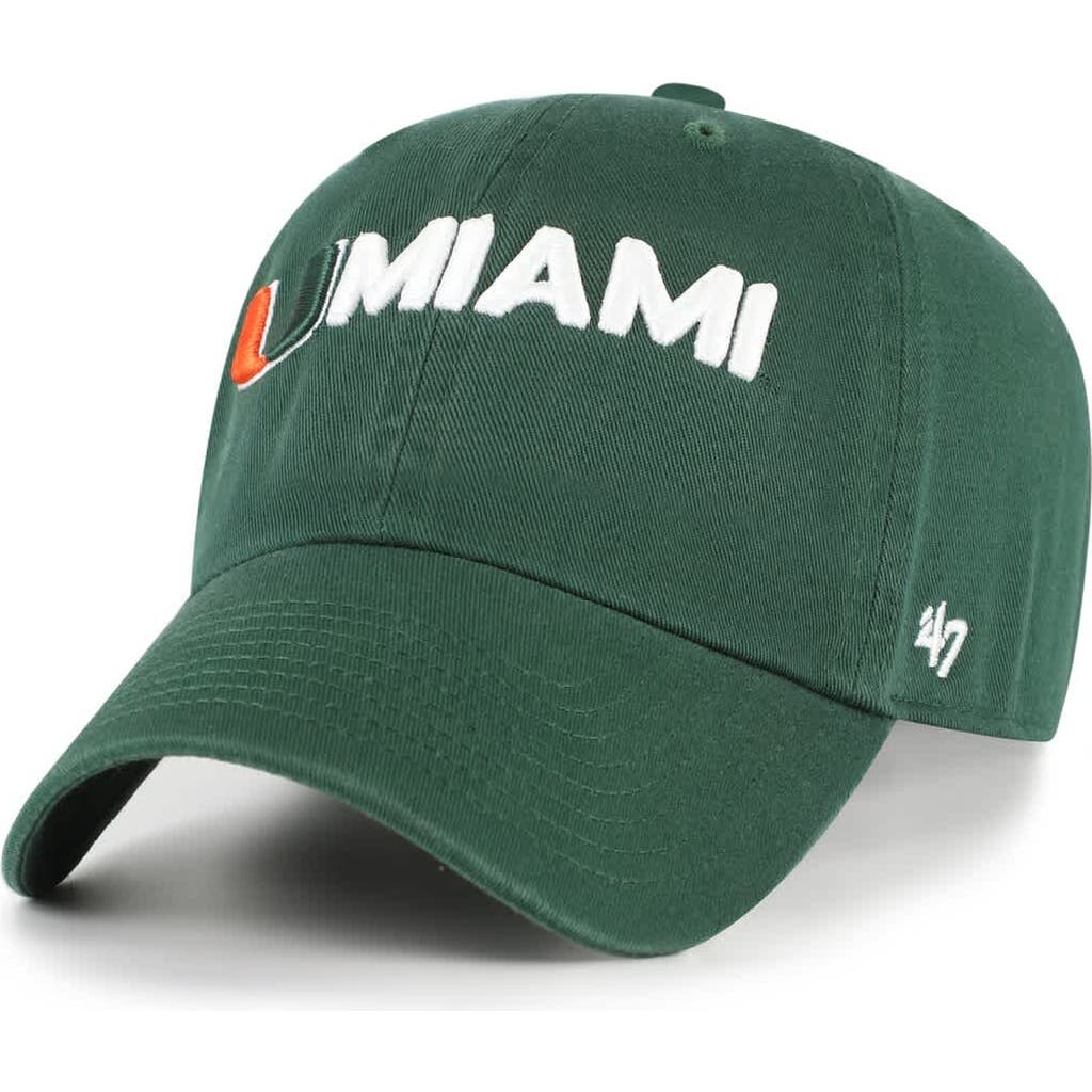 '47 Men's '47 Green Miami Hurricanes Clean Up Adjustable Hat 