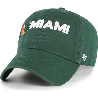 '47 Men's '47 Green Miami Hurricanes Clean Up Adjustable Hat 