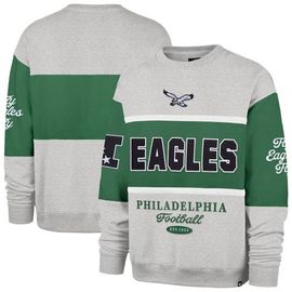 '47 Men's '47 Kelly Green/Heather Gray Philadelphia Eagles Blockfield Maximalist Sweatshirt 